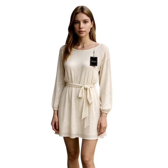 MAC DUGGAL Dress Size 2 Evening Gown Sequin White Ivory NEW Mini Tie Belt - Picture 1 of 7